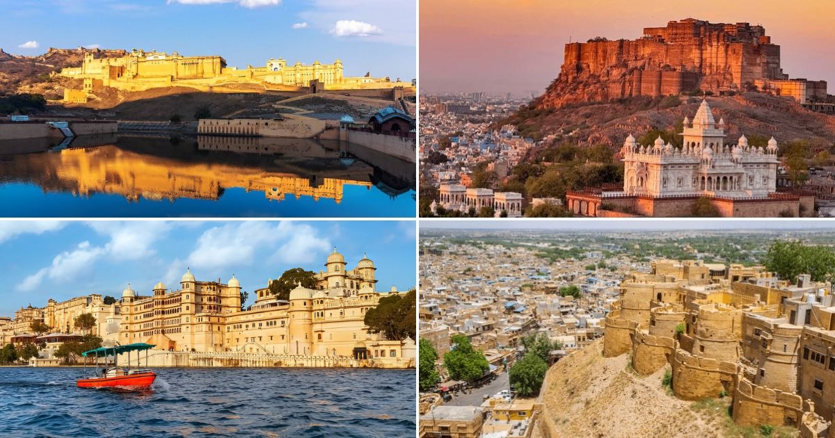 Luxury palace hotel in Rajasthan with royal architecture and heritage interiors