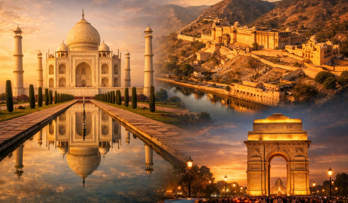 “Golden Triangle itinerary covering Delhi Agra Jaipur with Taj Mahal and Amber Fort”