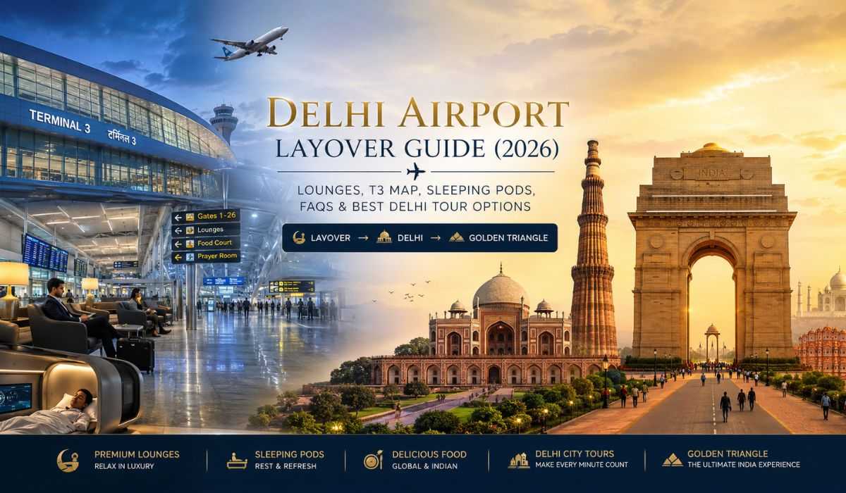 Delhi Airport Layover Guide (2026): Lounges, T3 Map, Sleeping Pods, FAQs & Best Delhi Tour Options