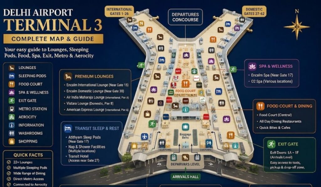 Indira Gandhi International Airport T3 Map — Zones, Exits and Navigation